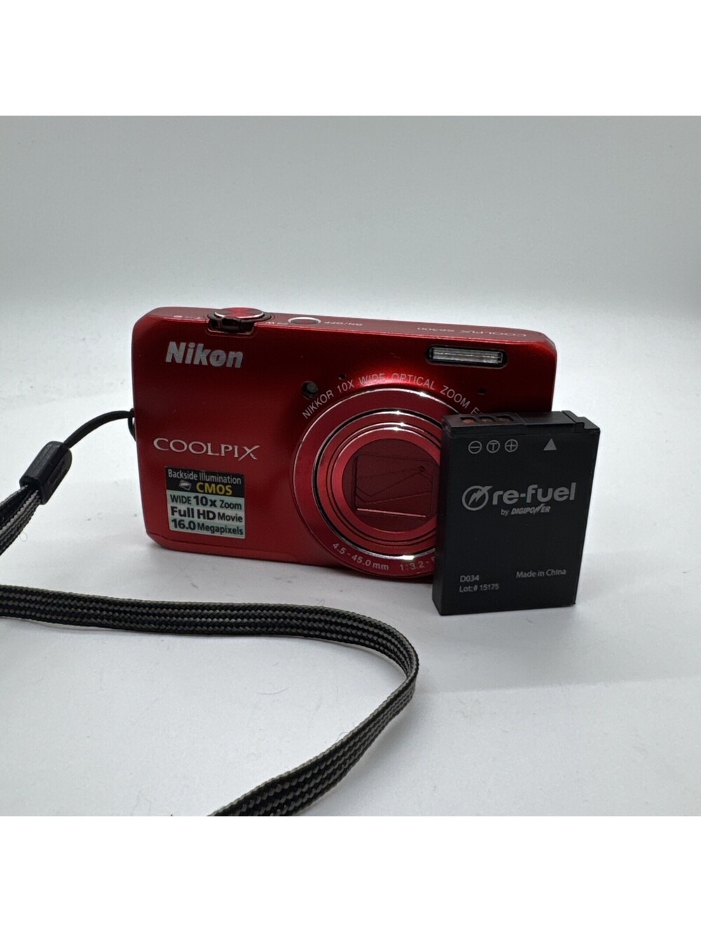 Nikon Coolpix S6300 Red Digital Camera With Battery No Charger Tested Great Cond